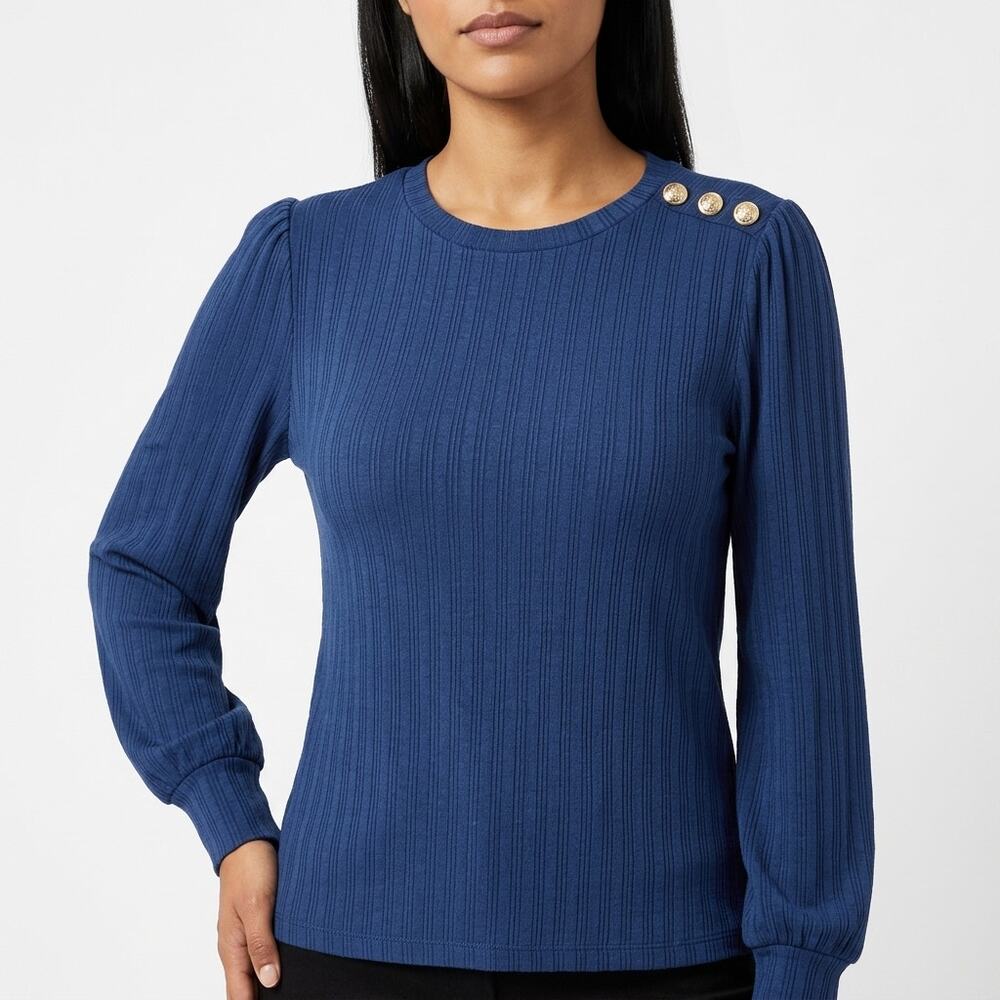 NWT On•34th Rayon Blend Blue Stretch Top Women Size M